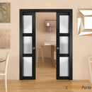Lucia 2552 Matte Black Barn Door Slab with Frosted Glass