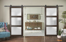 Lucia 2552 Chocolate Ash Double Barn Door with Frosted Glass | Black Rail