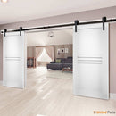 Mela 7444 White Silk Double Barn Door | Black Rail