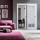 Veregio 7412 Matte White Barn Door Slab with Frosted Glass