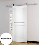 Mela 7444 White Silk Barn Door and Silver Finish Rail