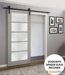 Quadro 4002 Grey Ash Barn Door with Frosted Glass and Black Rail