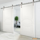 Mela 7001 Matte White Double Barn Door | Silver Finish Rail
