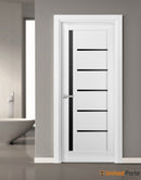 Quadro 4588 White Silk Barn Door Slab with Black Glass