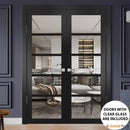 Quadro 4522 Matte Black Barn Door Slab with Clear Glass