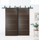 Planum 0020 Chocolate Ash Double Barn Door | Black Bypass Rails