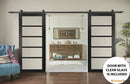 Quadro 4522 Matte Black Double Barn Door with Clear Glass | Black Rail