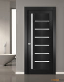 Quadro 4088 Matte Black Barn Door Slab with Frosted Glass