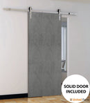 Planum 0010 Concrete Finish Barn Door and Silver Finish Rail