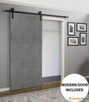 Planum 0010 Concrete Finish Barn Door and Black Rail