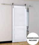 Veregio 7411 Matte White Barn Door and Silver Finish Rail
