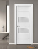 Lucia 4010 White Silk Barn Door Slab with 2 Lites Frosted Glass