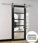 Quadro 4522 Matte Black Barn Door Slab with Clear Glass