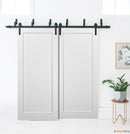 Quadro 4111 White Silk Double Barn Door | Black Bypass Rails