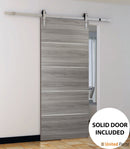 Planum 0020 Ginger Ash Barn Door and Silver Finish Rail