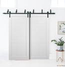 Quadro 4115 Matte White Double Barn Door | Black Bypass Rails