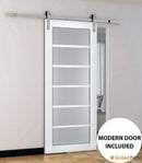 Veregio 7602 Matte White Barn Door Slab with Frosted Glass