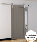 Quadro 4111 Grey Ash Barn Door and Silver Finish Rail