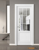 Felicia 3599 Matte White Barn Door Slab with 9 Lites Clear Glass