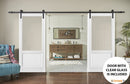 Lucia 1533 Matte White Double Barn Door with Clear Glass | Black Rail