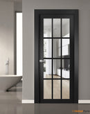 Felicia 3355 Matte Black Barn Door Slab with 12 Lites Clear Glass