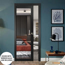 Lucia 1299 Matte Black Barn Door Slab with Mirror Glass