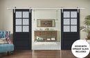 Veregio 7339 Antracite Double Barn Door with Frosted Glass and Silver Finish Rail