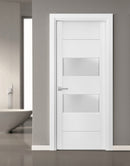 Quadro 4266 White Silk Barn Door Slab with Frosted Glass