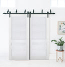 Veregio 7411 Matte White Double Barn Door and Black Bypass Rail