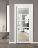 Quadro 4522 Matte White Barn Door Slab with Clear Glass