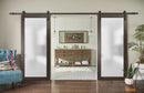 Planum 2102 Chocolate Ash Double Barn Door with Frosted Glass | Black Rail