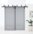 Veregio 7411 Matte Grey Double Barn Door and Black Bypass Rail