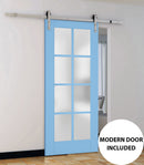Veregio 7412 Aquamarine Barn Door with Frosted Glass and Silver Finish Rail