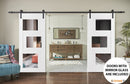 Sete 6999 White Silk Double Barn Door with Mirror and Black Rail