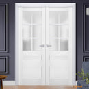 Veregio 7339 Matte White Barn Door Slab with Frosted Glass