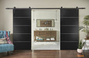 Planum 0020 Matte Black Double Barn Door and Black Rail