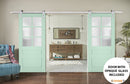 Veregio 7339 Oliva Double Barn Door with Frosted Glass and Silver Finish Rail