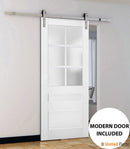 Veregio 7339 Matte White Barn Door Slab with Frosted Glass