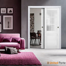 Veregio 7339 Matte White Barn Door Slab with Frosted Glass