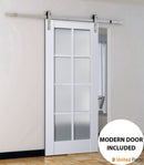 Veregio 7412 Matte White Barn Door Slab with Frosted Glass