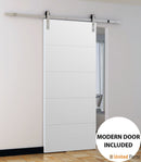Planum 0770 Painted White Matte Barn Door and Silver Rail