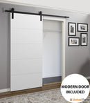 Planum 0770 Painted White Matte Barn Door and Black Rail