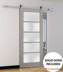 Quadro 4002 Nebraska Grey Barn Door with Frosted Glass and Silver Rail