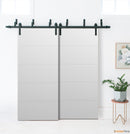 Planum 0770 Painted White Matte Double Barn Door and Black Bypass Rail