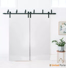 Planum 0010 Silk White Double Barn Door | Black Bypass Rail
