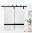 Planum 0012 White Silk Double Barn Door and Black Bypass Rail