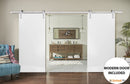 Planum 0010 White Silk Double Barn Door and Silver Rail