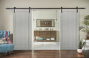 Quadro 4111 Grey Ash Double Barn Door | Silver Finish Rail