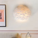 Designer feather white & grey wall sconce bedroom wall lamp