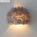 Designer feather white & grey wall sconce bedroom wall lamp